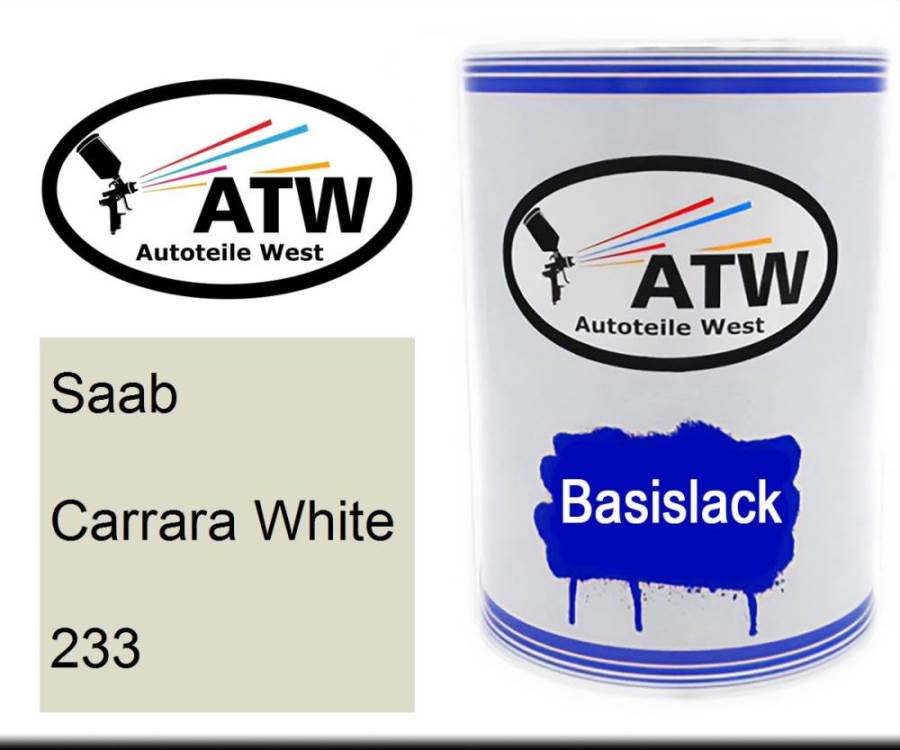 Saab, Carrara White, 233: 500ml Lackdose, von ATW Autoteile West.